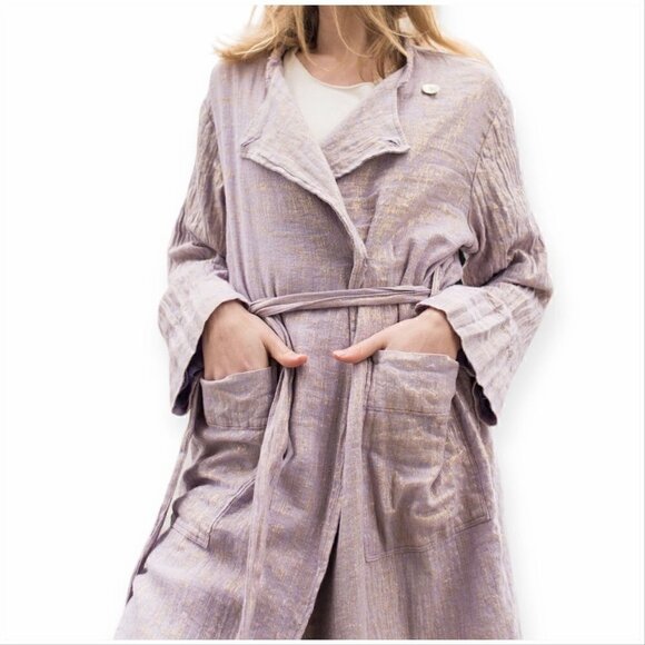 Raquel Allegra Trench Coat in Lilac Metallic, Size 2/M New with tag - Picture 2 of 16
